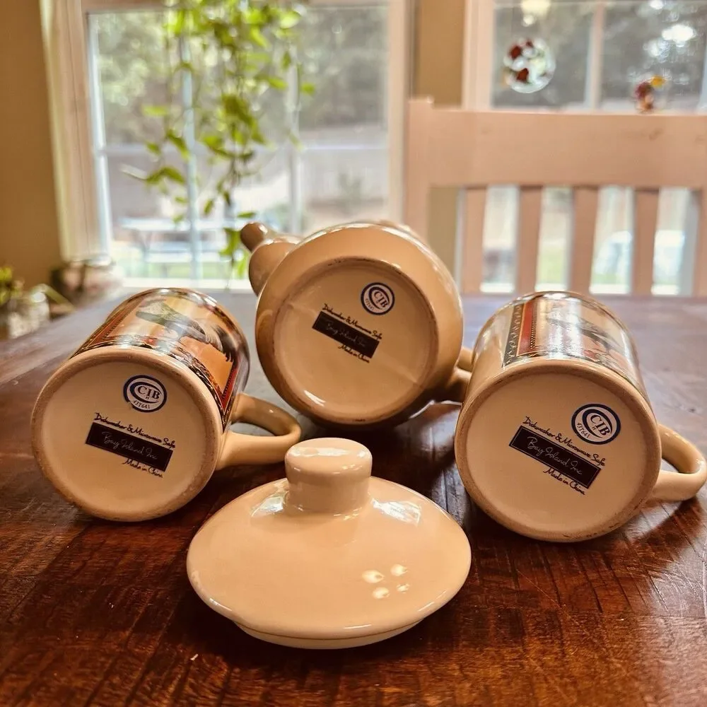 Bay Island Inc. Rooster Brand Ceramic Tea Set-Teapot with Lid & 2 Matching Mugs